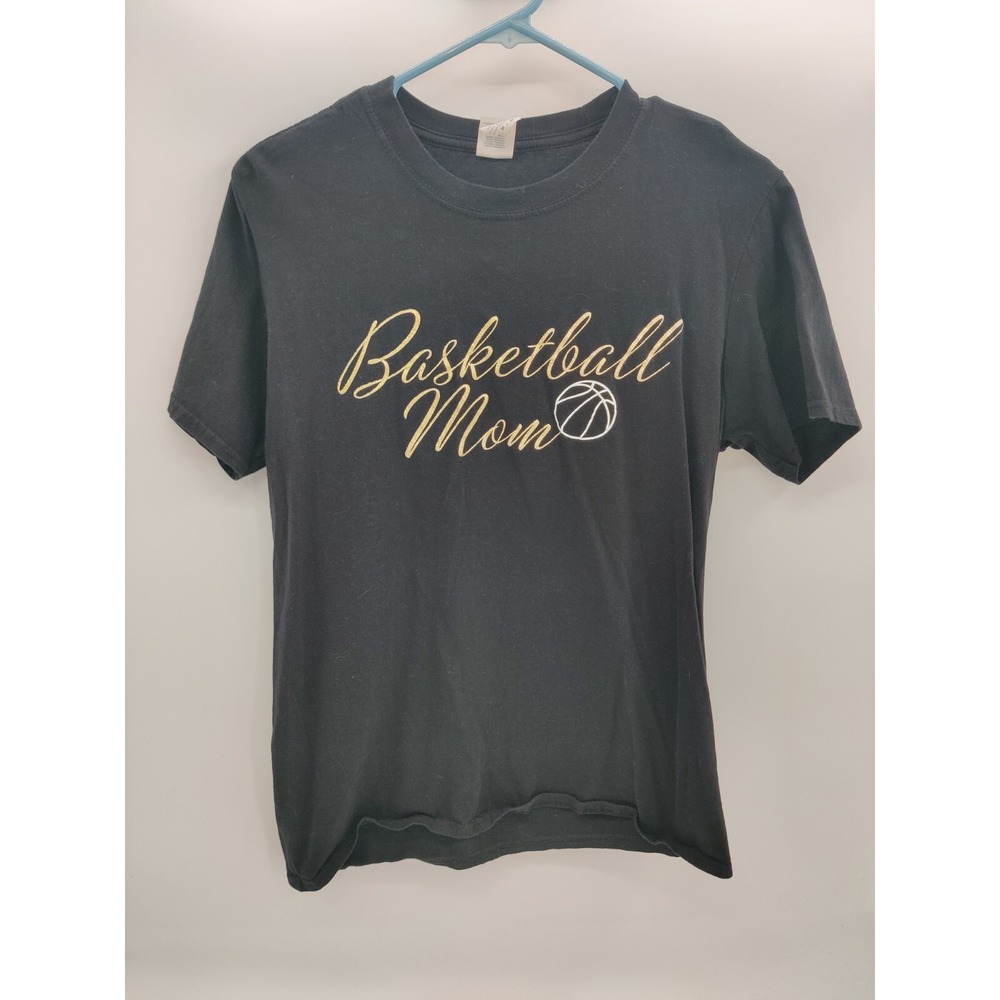 Gildan Softstyle Basketball Mom Graphic T-Shirt Black Womens M Favorite Athlete‎